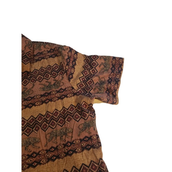 Anna and Frank Women Shirt Leopard Print Button Up Collared 100% Silk Blouse Top - Picture 3 of 10